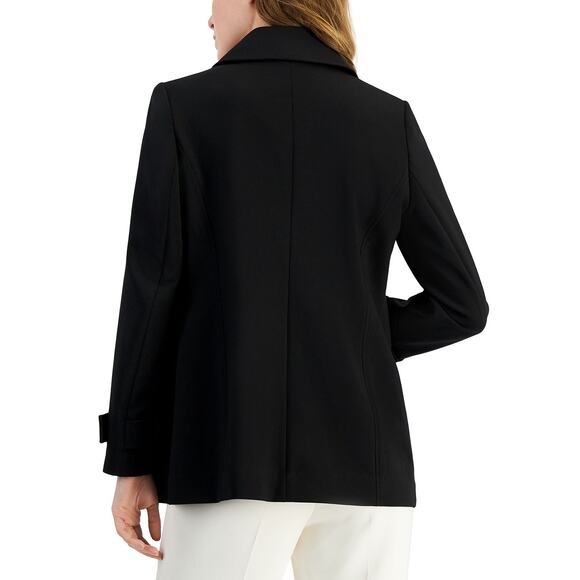 Anne Klein Women's Faux Double-Breasted Trench Coat Black NWT Size 14 - Picture 2 of 9